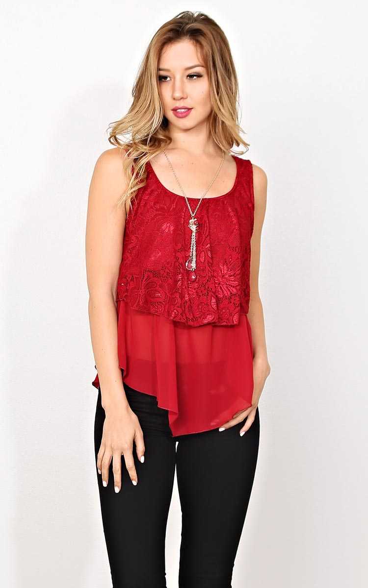Flirt In Floral Woven Tank - - Burgundy in Size by Styles For Less