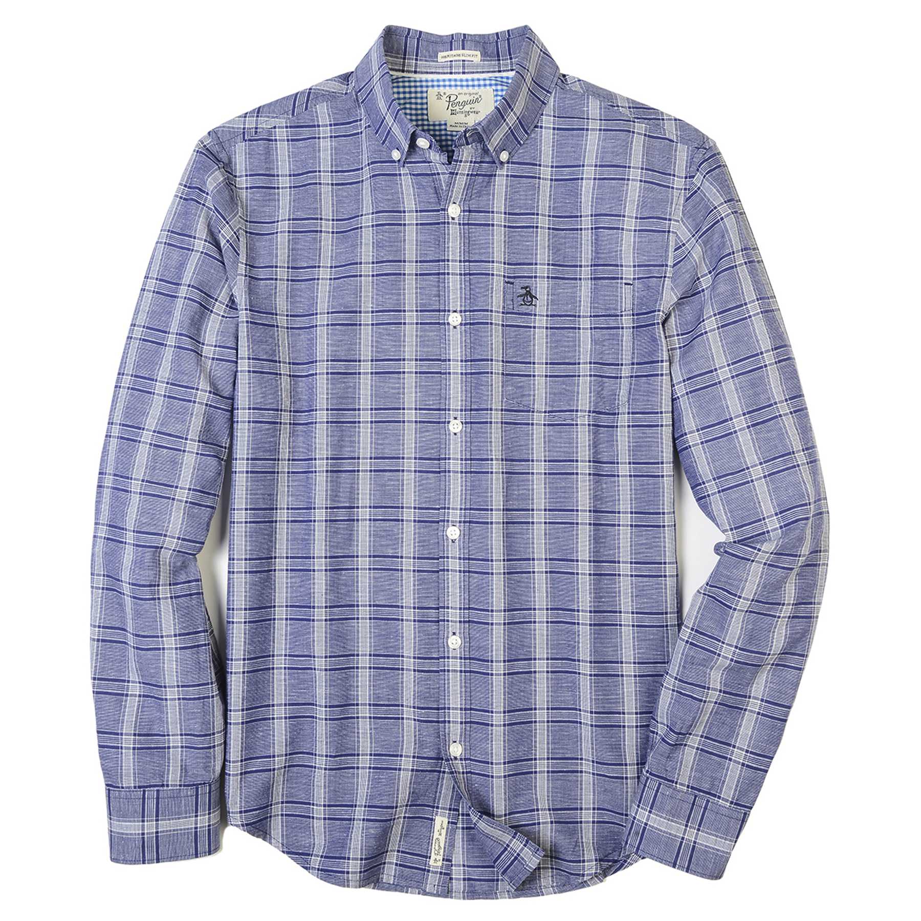 Original Penguin INDIGO END ON END PLAID SHIRT