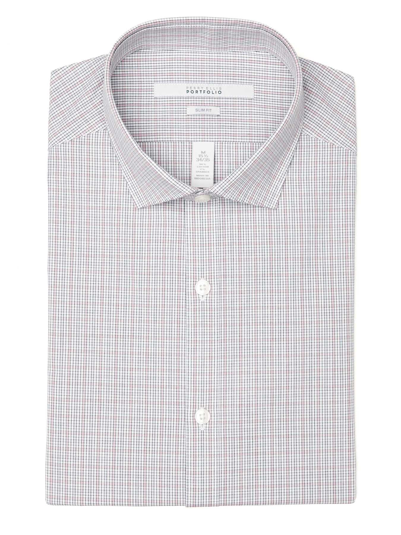 Perry Ellis Slim Fit End on End Check Dress Shirt