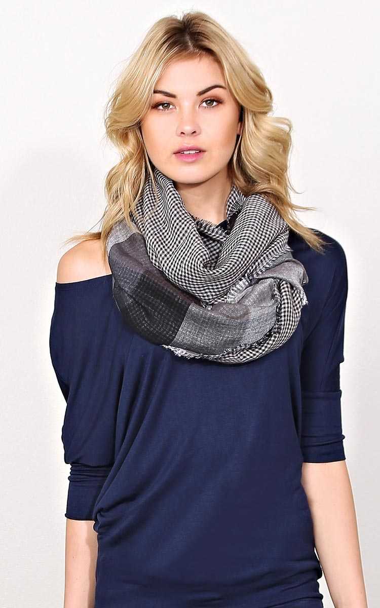 Two Sided Plaid Woven Scarf - N/S - Black by Styles For Less