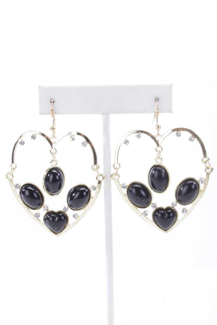 Black Gold Heart Shaped High Polish Earrings
