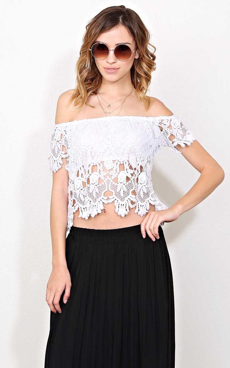Rosalie Lace Crop Top - SML - White in Size Small by Styles For Less