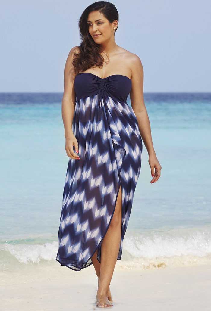 Navy Chiffon Bandeau Caftan