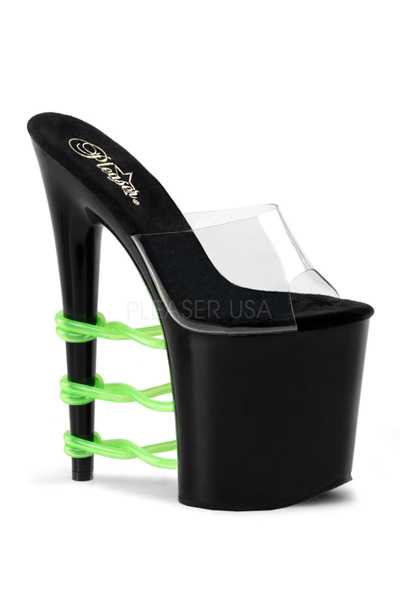 Clear Black Light Green UV Tube High Heels