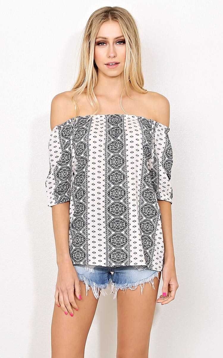 Holly Off The Shoulder Woven Top - - Black Combo in Size by Styles For Less