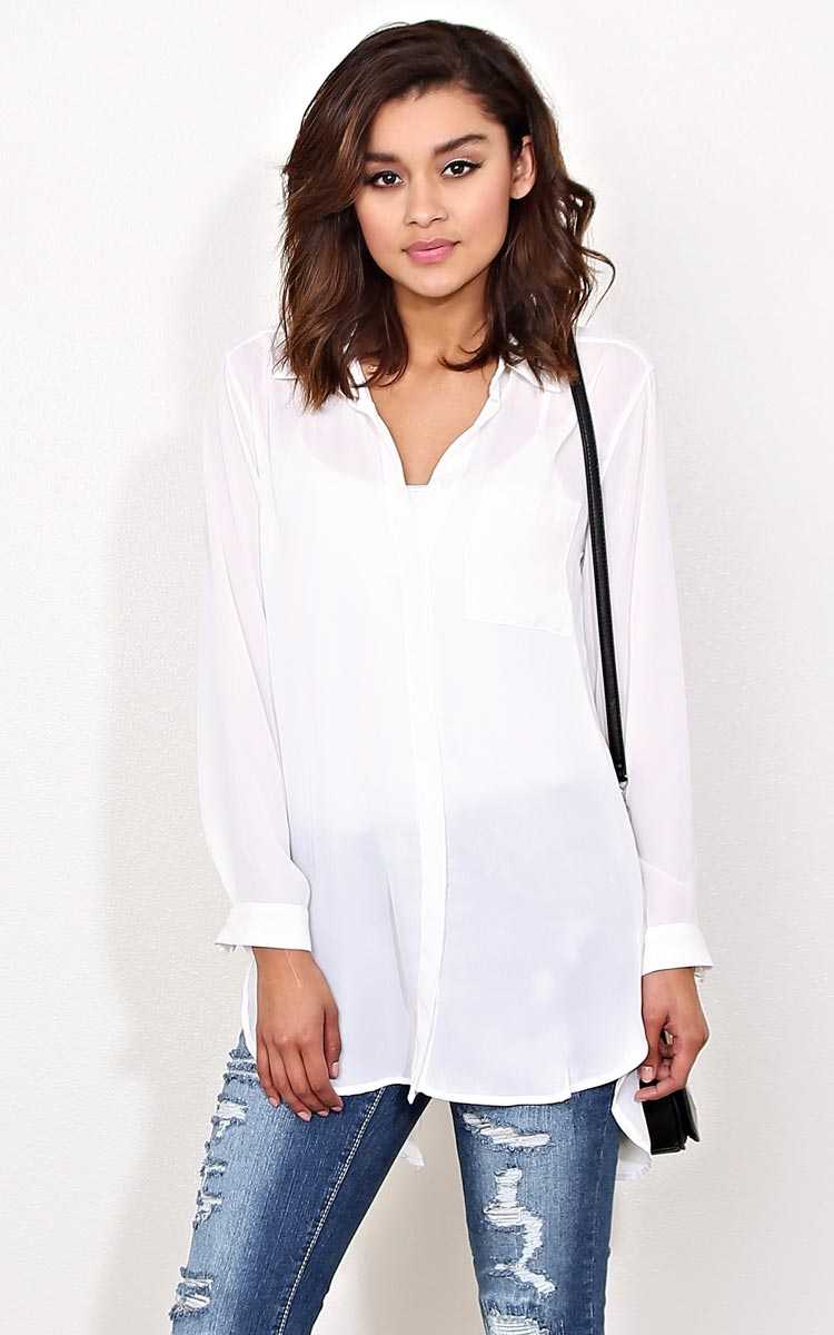 Day Chic Woven Button Up - - White in Size by Styles For Less