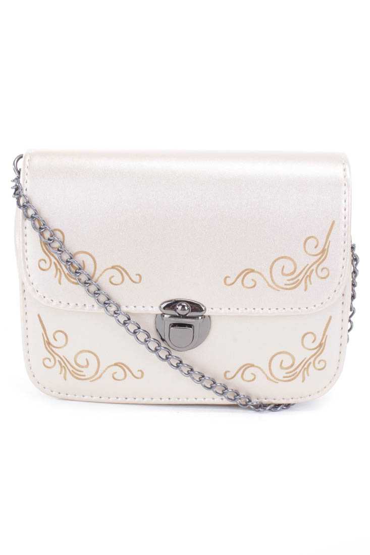 Gold Metallic Print Faux Leather Mini Handbag