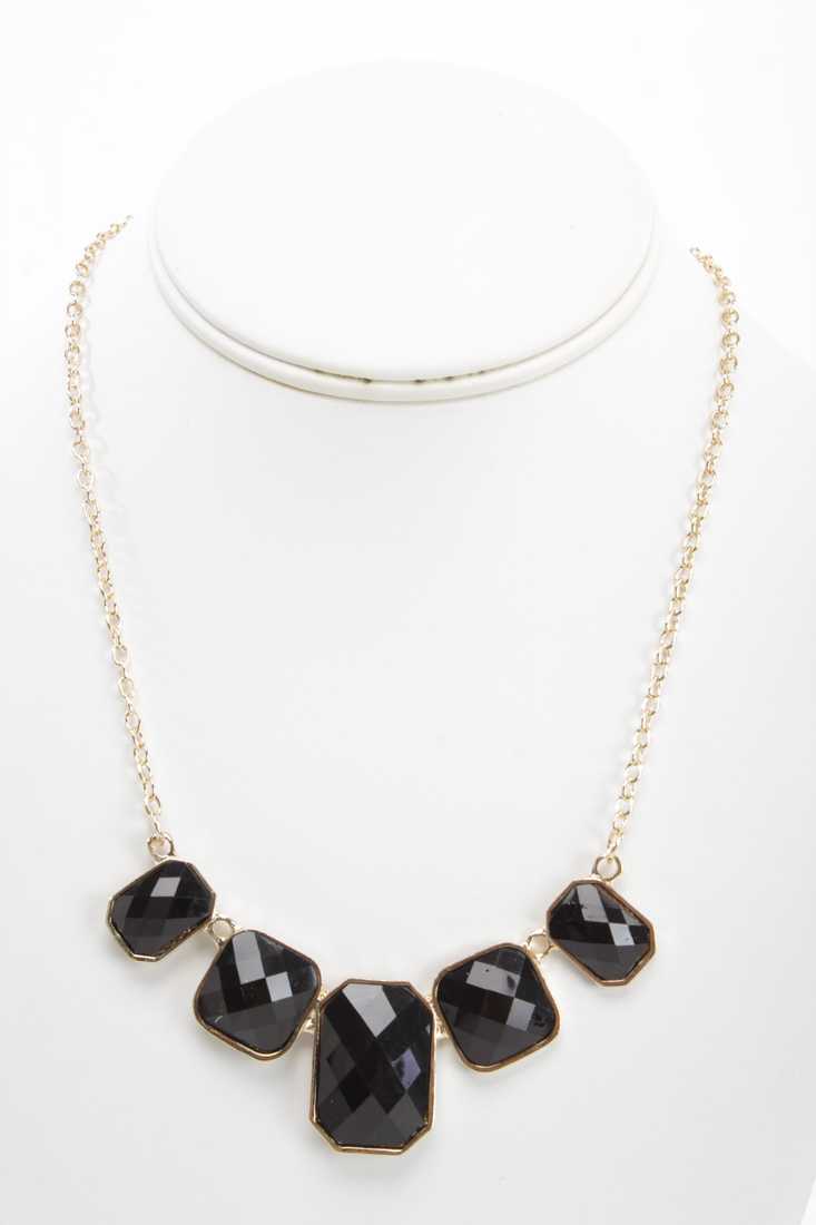 Gold High Polish Faceted Beaded Necklace