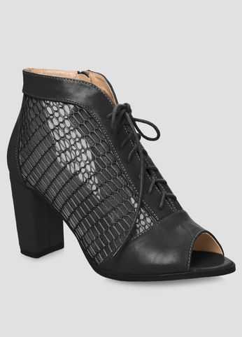 Mesh Chunky Heel Bootie - Wide Width