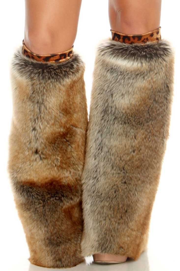 Brown Leopard Print Leg Warmers Costume Accessory