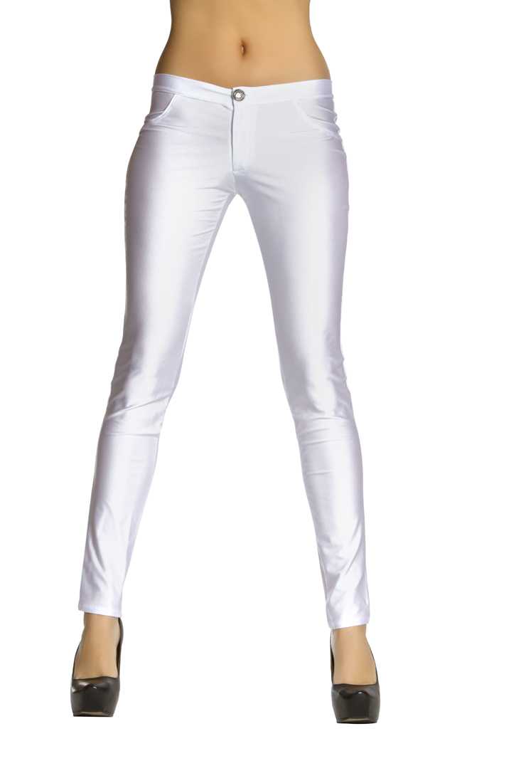 White Button Fly Closure Skinny Jeans