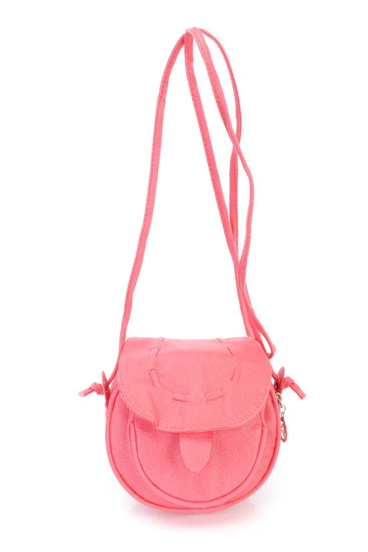Coral Faux Leather Woven Mini Handbag