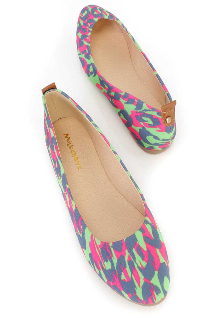 Fuchsia Leopard Graphic Pattern Ballet Flats Canvas