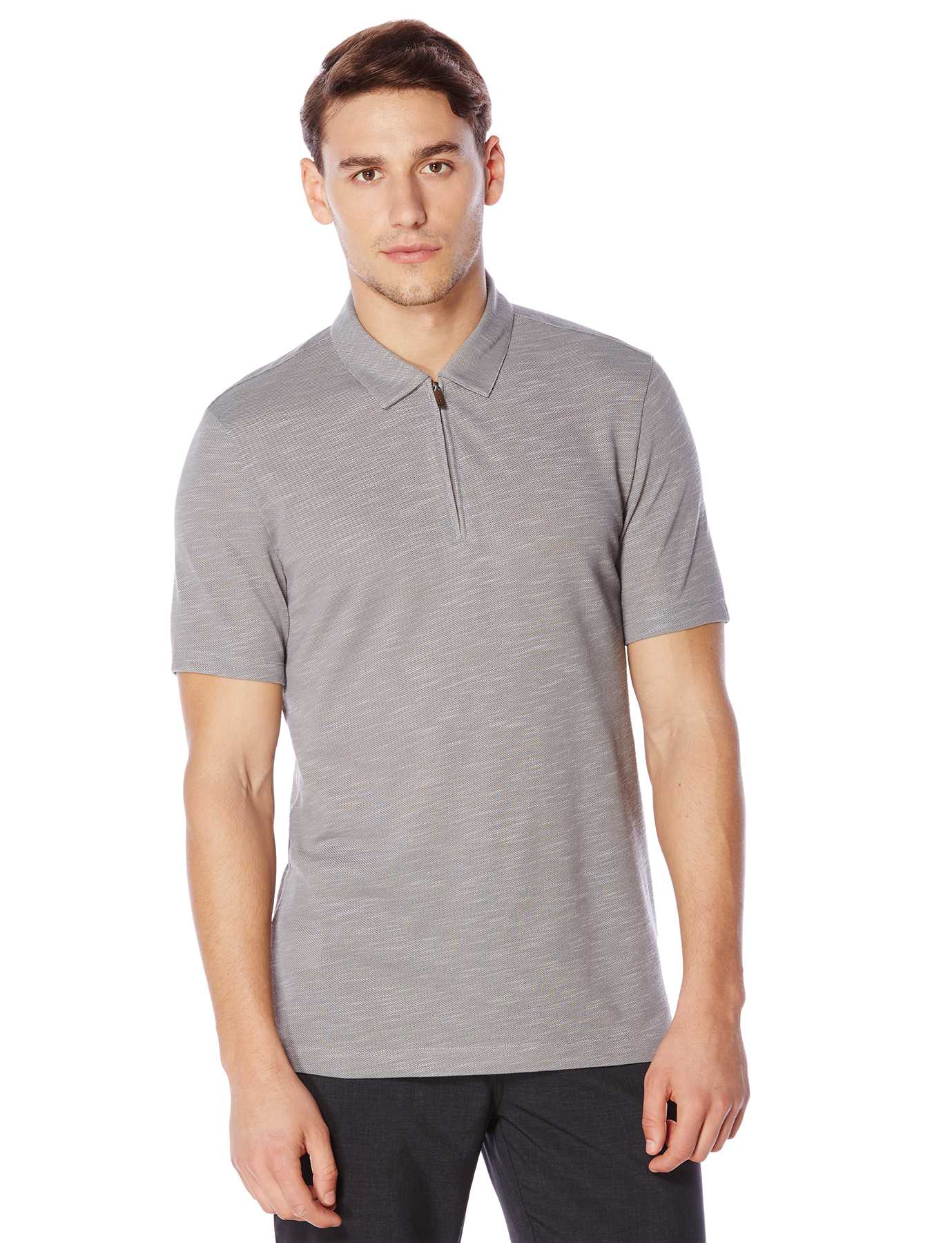 Perry Ellis Short Sleeve Zip Collar Polo