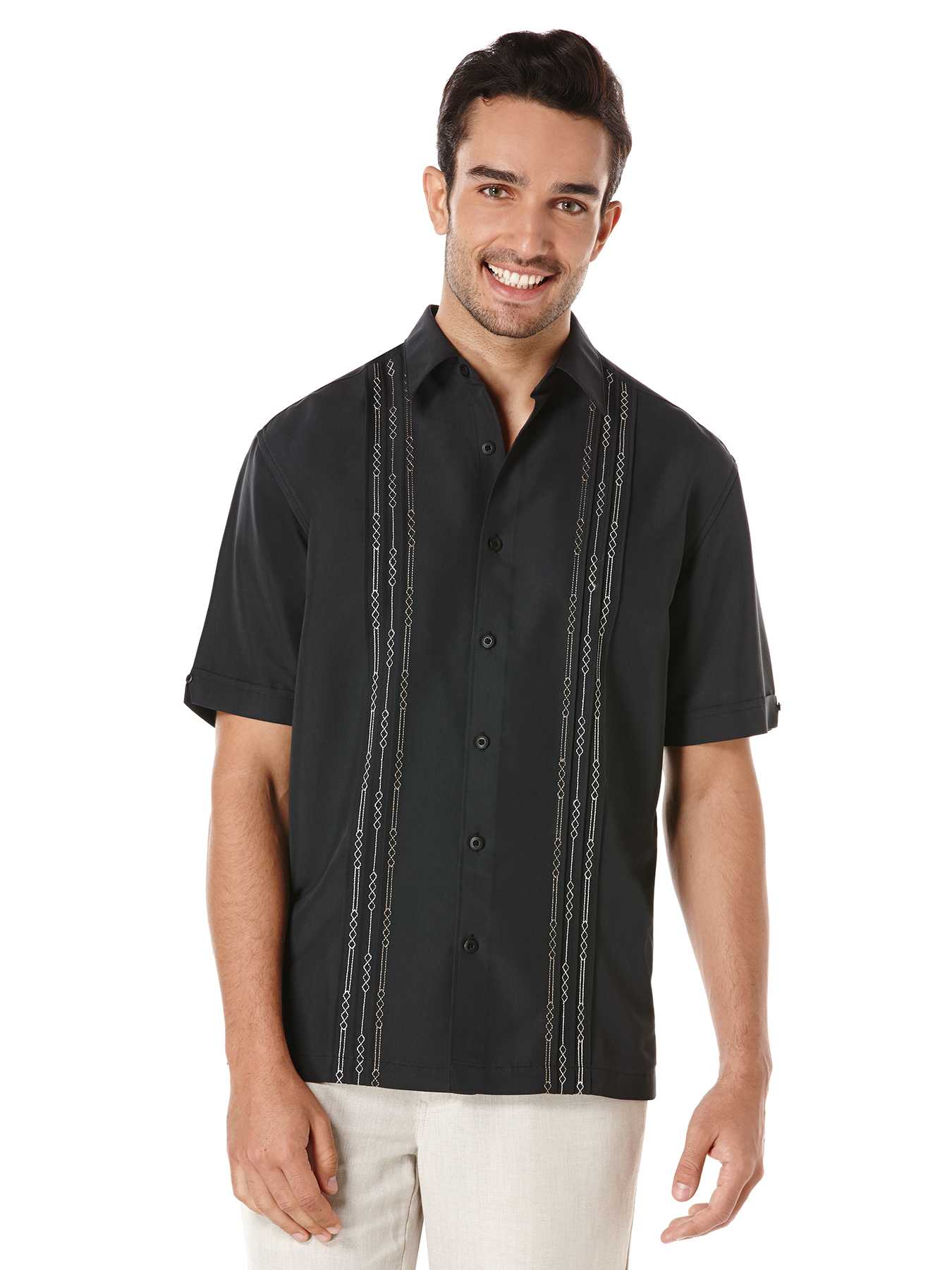 Cubavera Short Sleeve Tuck With Geo Stitching Shirt