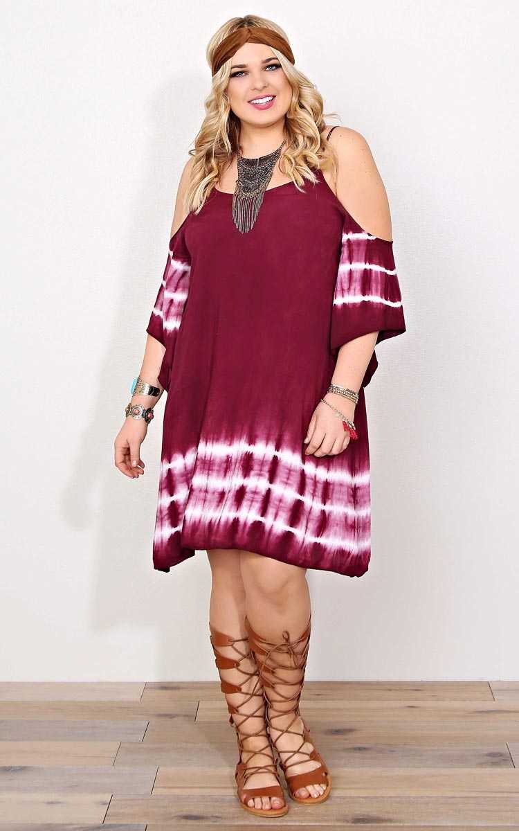 Plus Size Roxanna Tye Dye Shift Dress - Wine Combo in Size 2X by Styles For Less