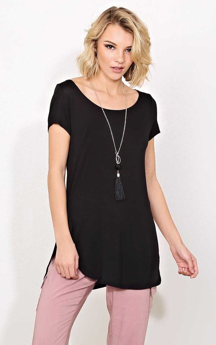 Alana Knit Necklace Top - - Black in Size by Styles For Less