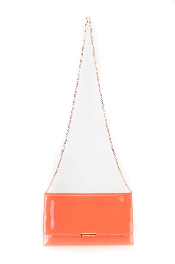 Neon Orange Faux Leather Handbag