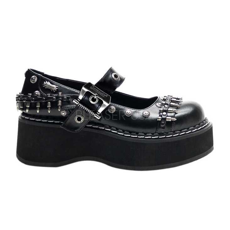 Black Bullets Maryjane Platforms Faux Leather