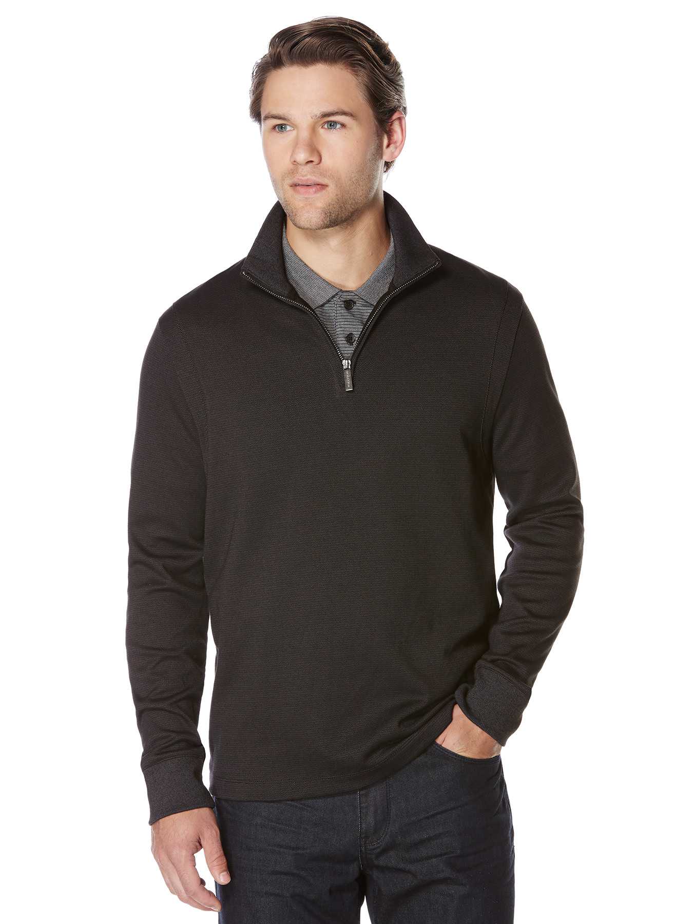 Perry Ellis Iridescent Quarter Zip Sweater