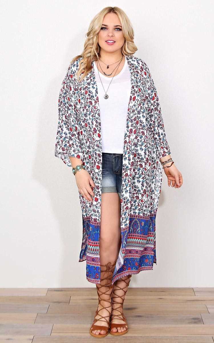 Plus Size Floral Rush Woven Duster - Cream in Size 1X by Styles For Less