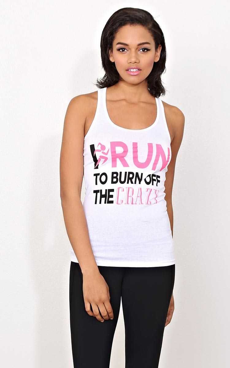 BURN OFF THE CRAZY Knit Tank - MED - White in Size Medium by Styles For Less