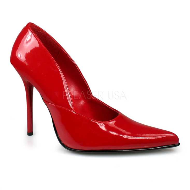 Red Pointed Closed Toe Pump High Heels Patent