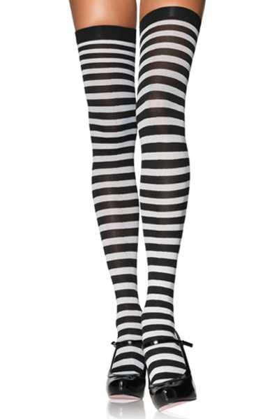 Black White Striped Stockings
