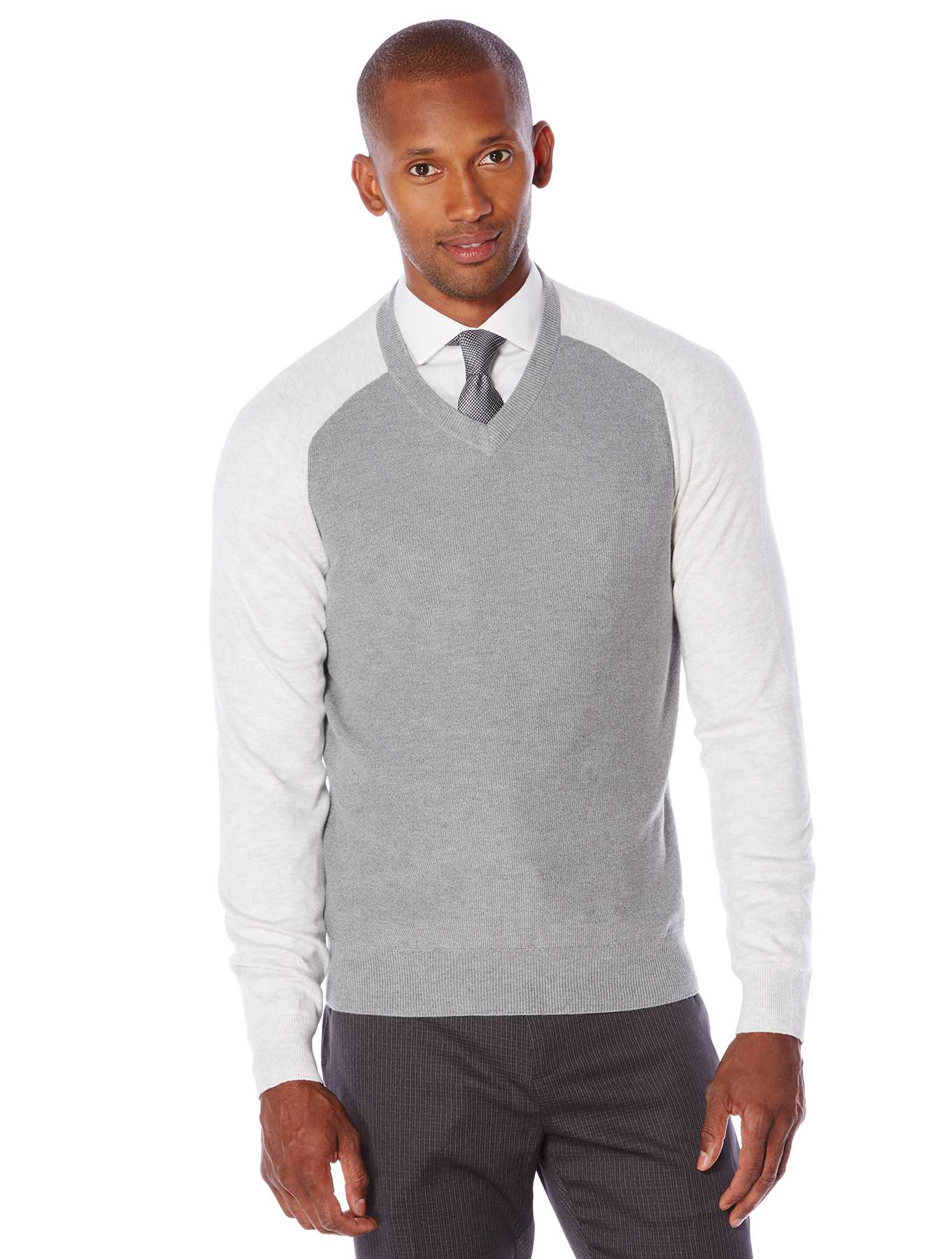 Perry Ellis Long Sleeve Colorblock Sweater