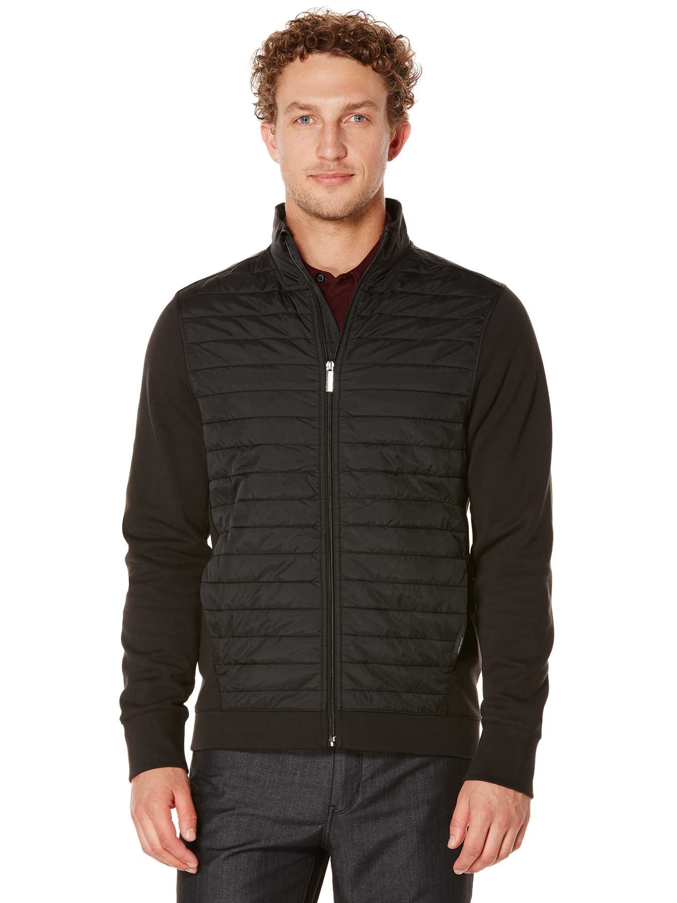 Perry Ellis Big and Tall Mixed Media Quilted Jacket