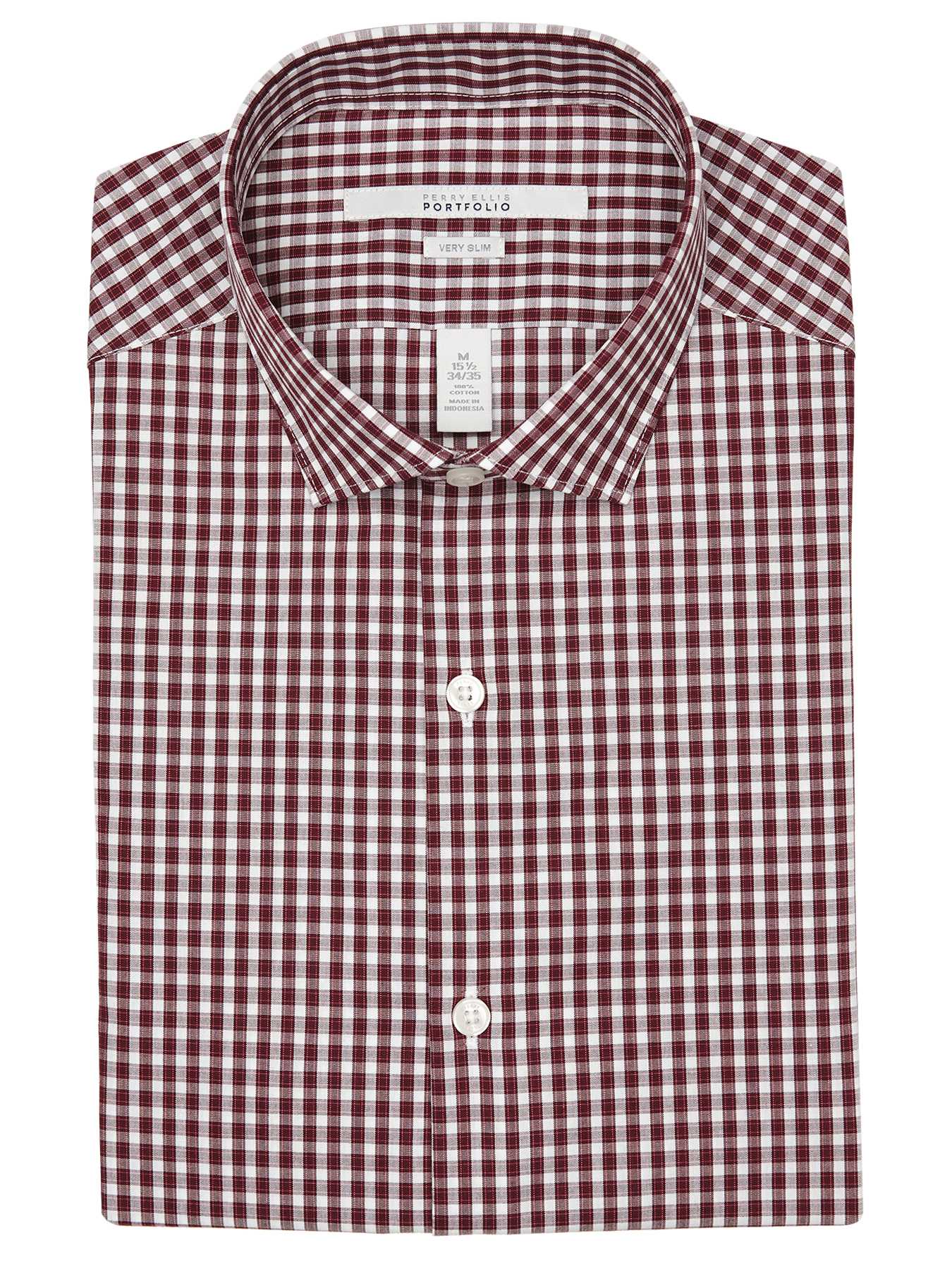Perry Ellis Very Slim Fine Line Check Dress Shirt
