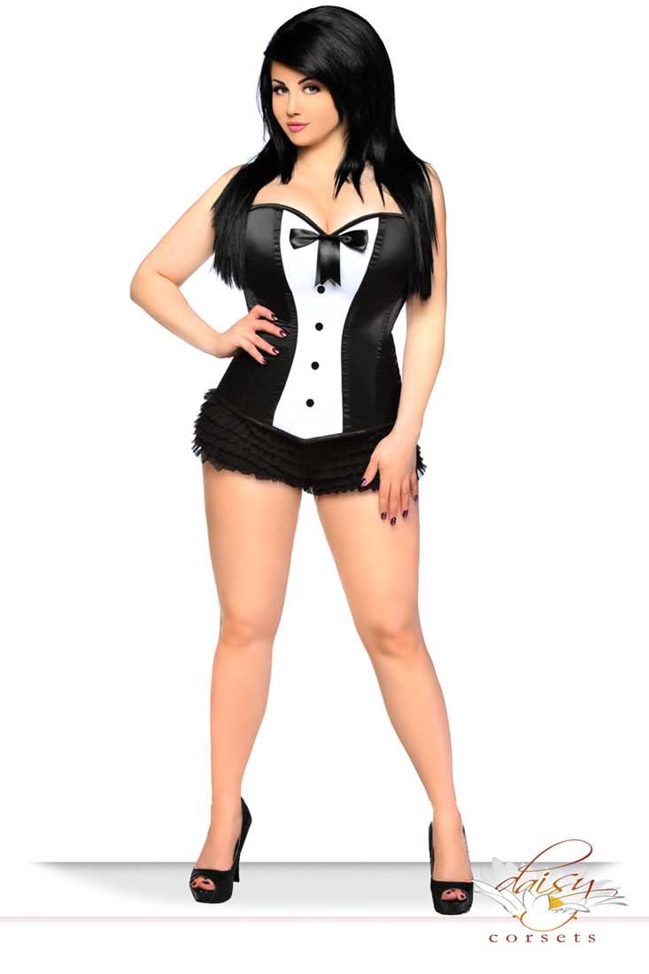 Black White Button Tuxedo Sexy Corset