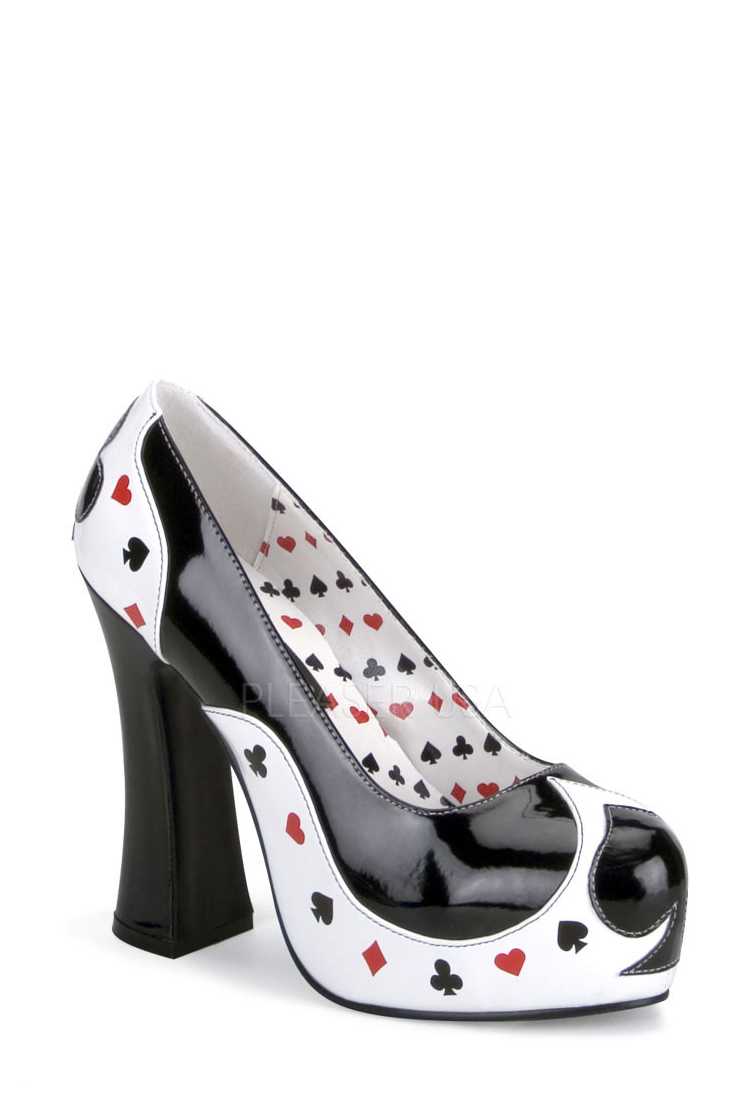Black White Card Suit Pump High Heels Patent