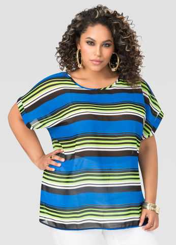 Striped Chiffon Tee