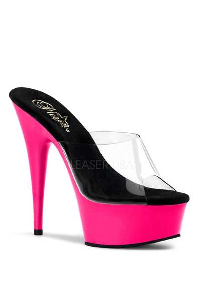 Clear Neon Pink UV Platform High Heels