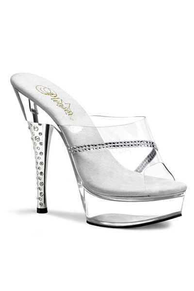 Clear Clear Rhinestone Slip On High Heels