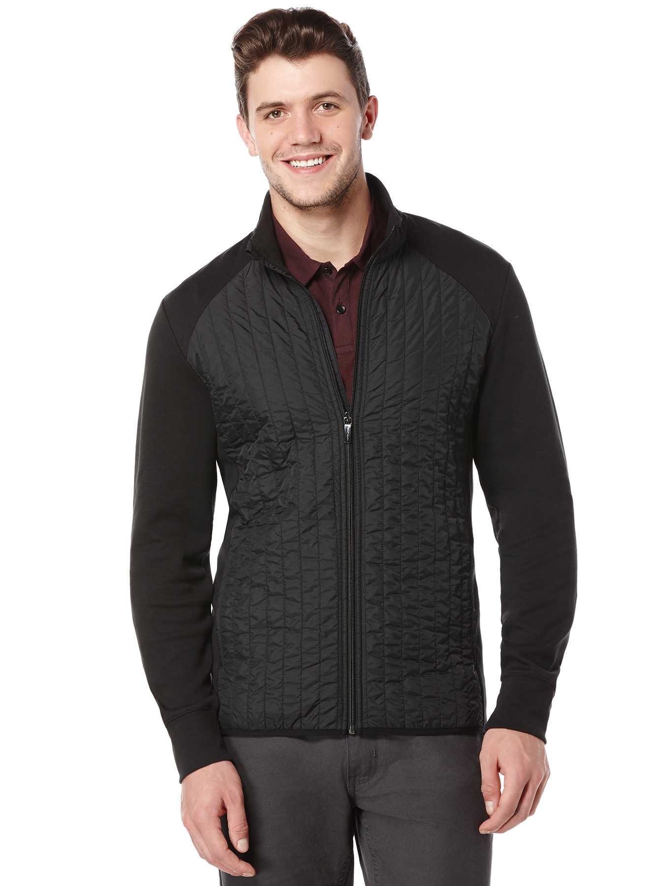 Perry Ellis Long Sleeve Quilted Front Jacket