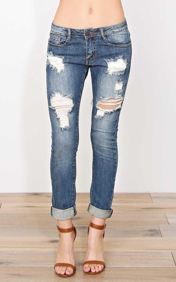 MACHINE Alex Distressed Capris - Tinted Destroyed in Size by Styles For Less