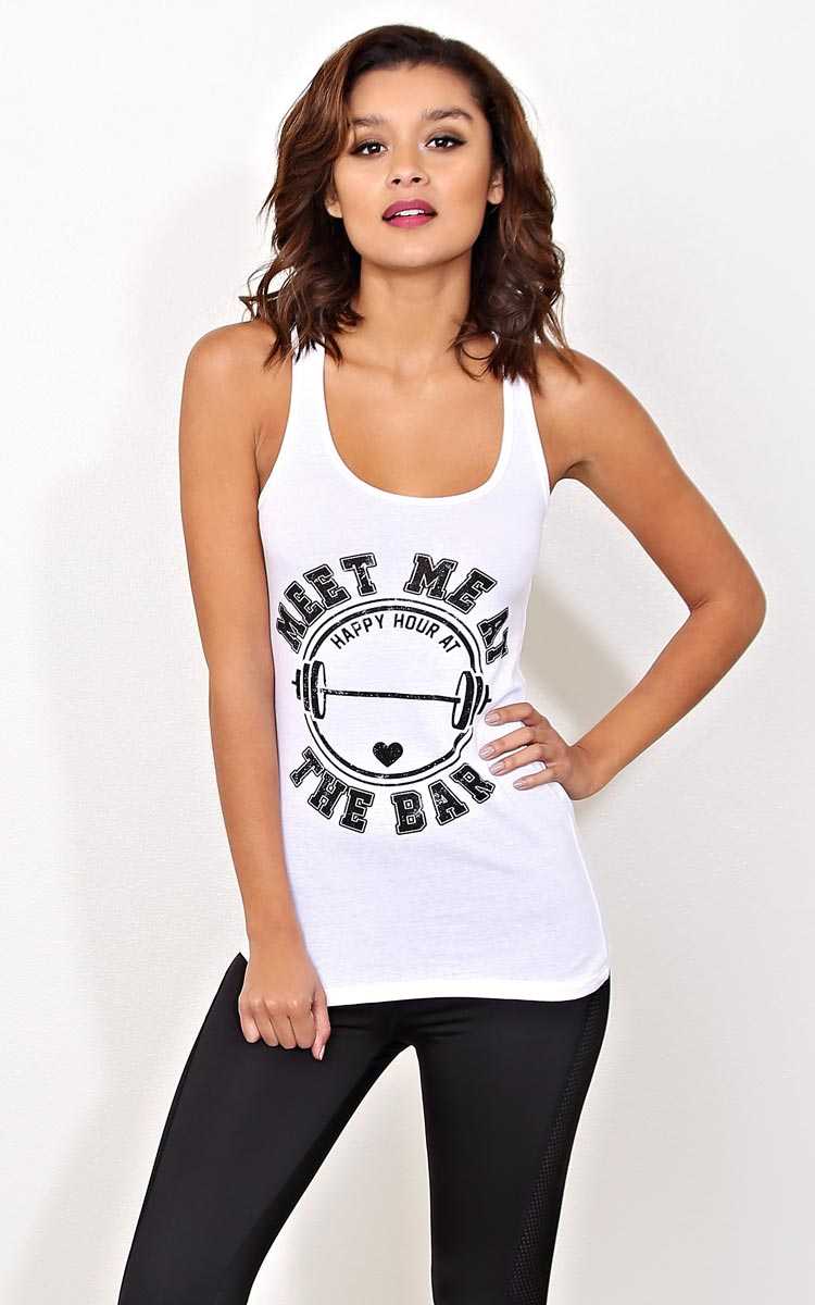 MEET ME AT THE BAR Knit Tank - - White in Size by Styles For Less
