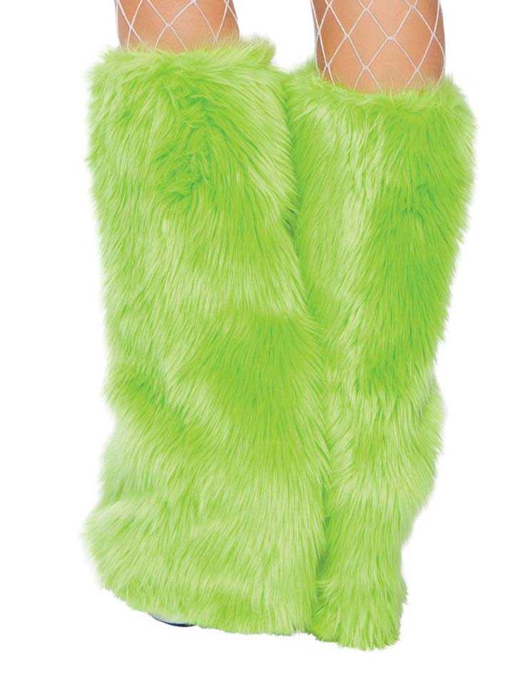 Lime Faux Fur Leg Warmers Costume Accessory