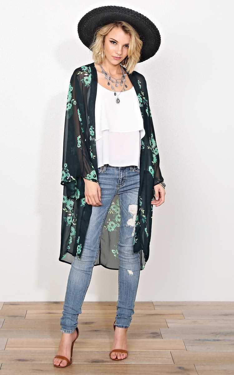 Secret Crush Woven Duster Wrap - SML - Black Combo in Size Small by Styles For Less