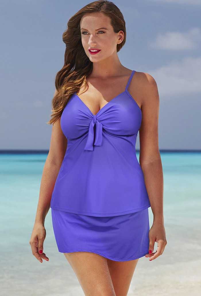 Blue Violet Tie-Front Underwire Slit Skirtini