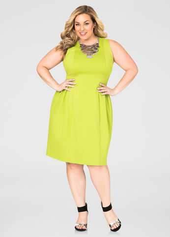 Ponte Shirred Skater Dress