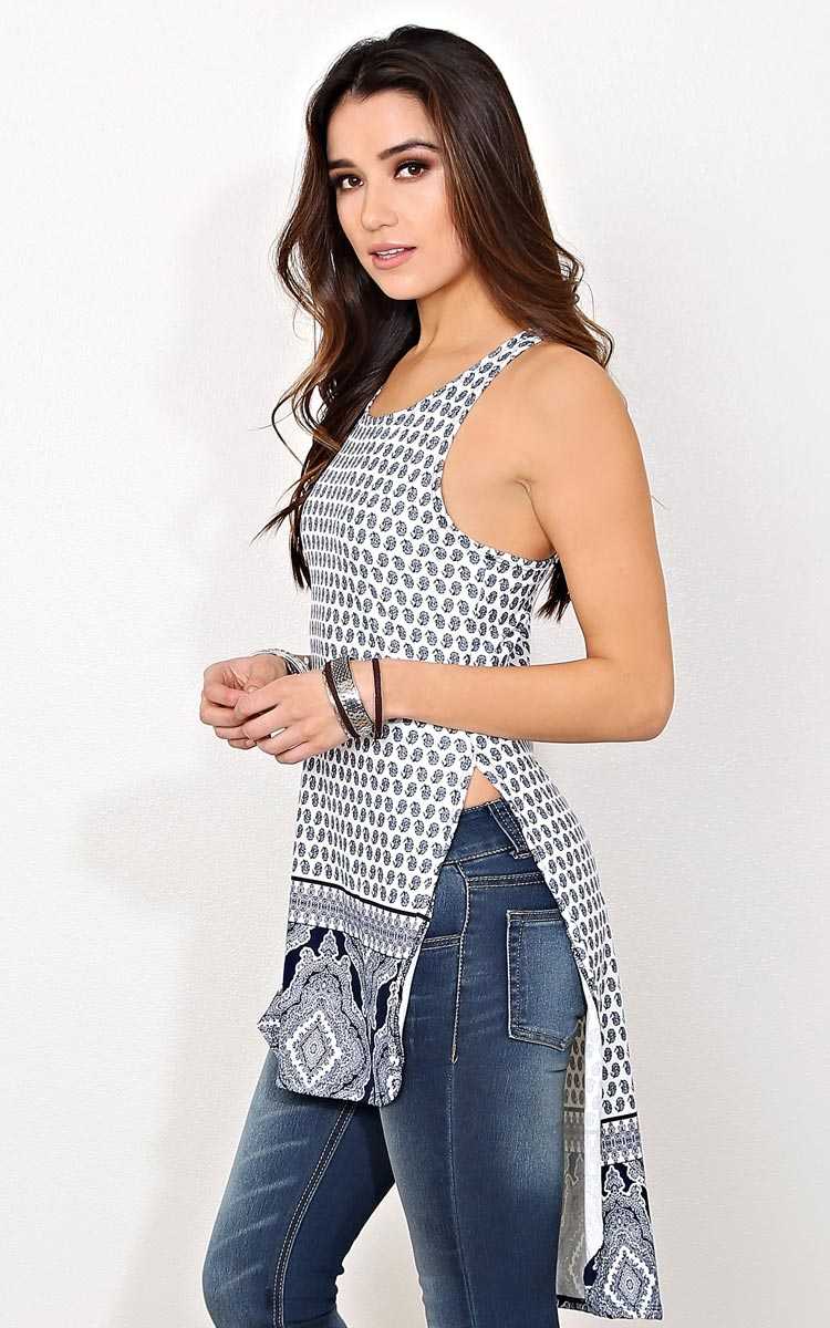 Festival Attire Knit Tank - LGE - White Combo in Size Large by Styles For Less