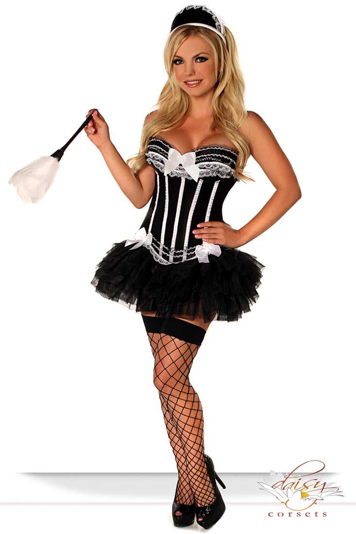 Black 4 PC Sexy French Maid Costume