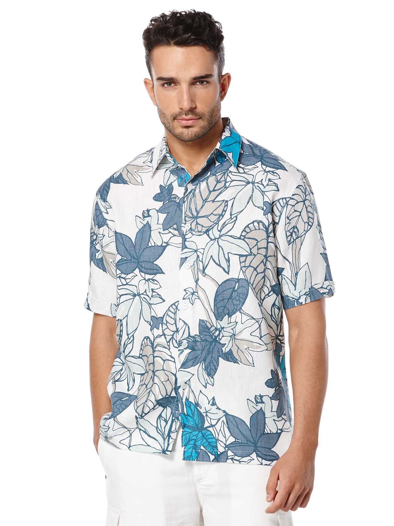 Cubavera Short Sleeve 100% Linen Floral