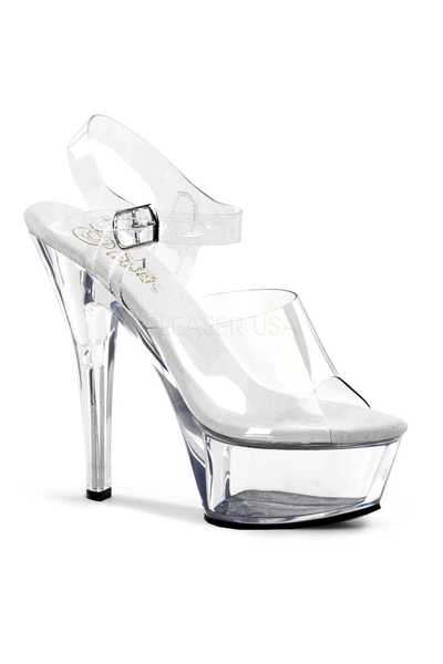 Clear Clear Strappy Peep Toe Platform High Heels