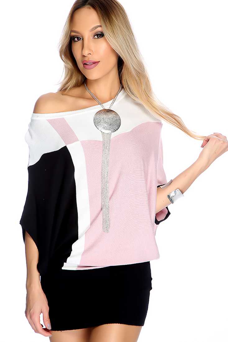 Black Grey Colorblock Short Sleeve Sweater Top