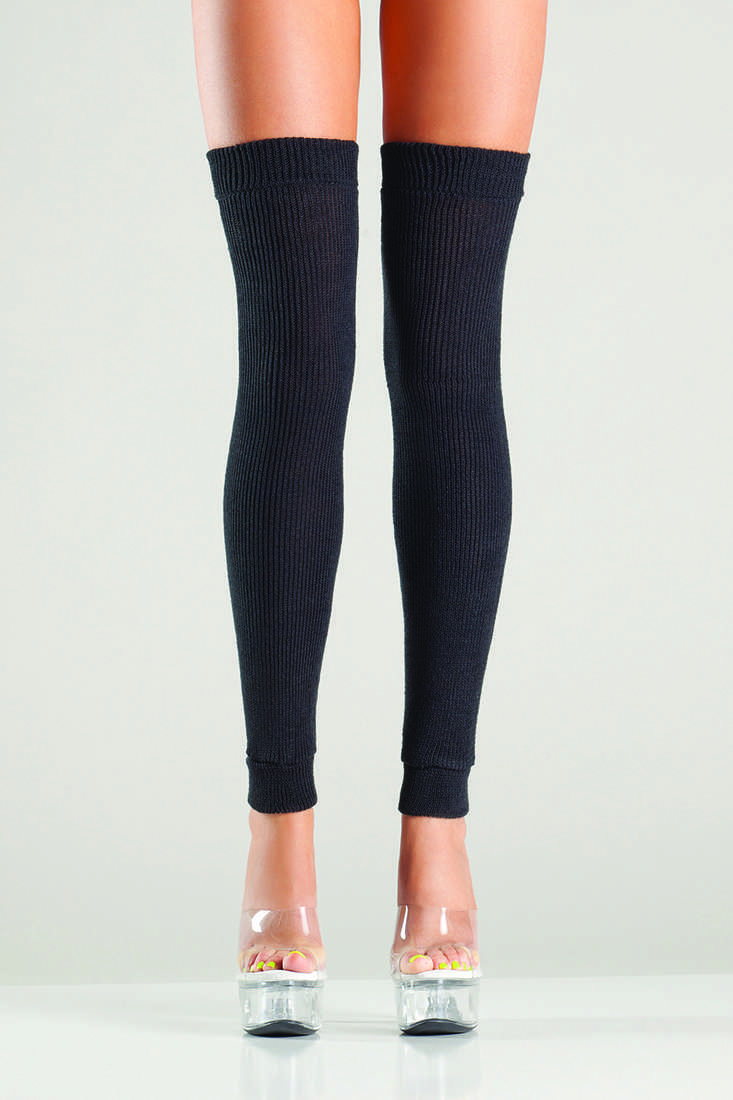 Black Thigh High Leg Warmers