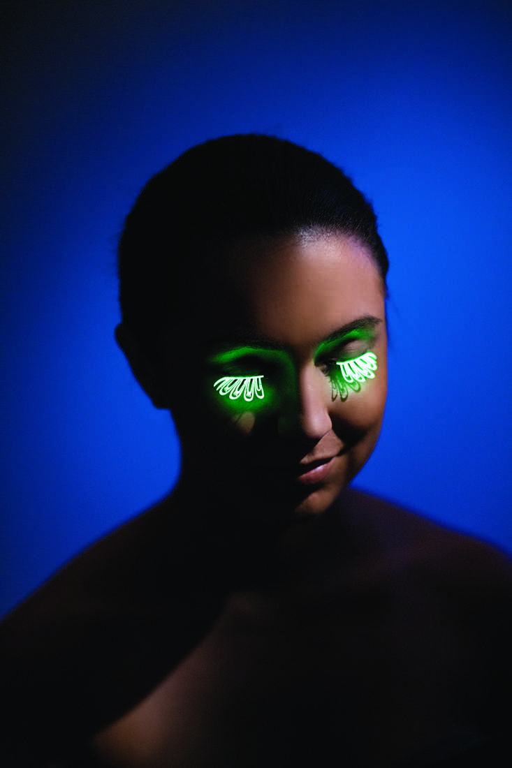Glow In The Dark Flower Petal Laser Cut Sexy Ravewear Eyelashes